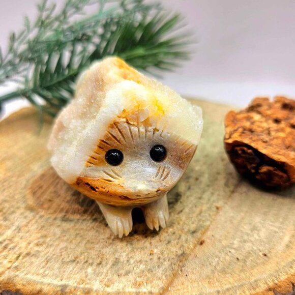 Adorable Crystal Cluster Hand Carved Cute Big Hedgehog Figure - Picture 6 of 10